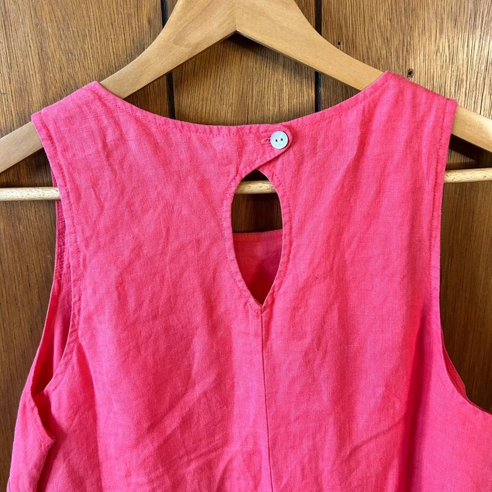 Tommy Bahama Pink Linen Sleeveless Shift Dress Raw Hem Keyhole Back Small - Picture 7 of 8